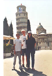 Daniel, Sue and Tim outside the leaning tower of Pisa