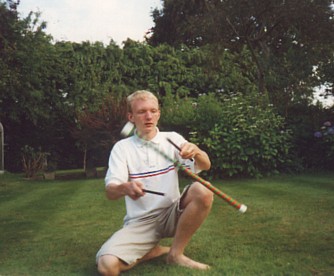 Daniel juggling in his Grandma's garden in Sussex