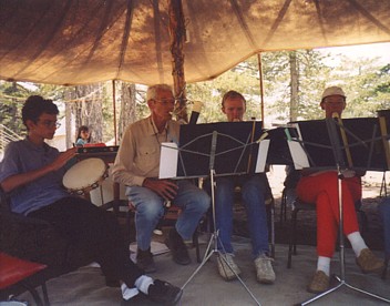 recorder group playing at the home educators' camp in the Troodos mountains