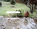 Our patio, wet with all the Cyprus rain