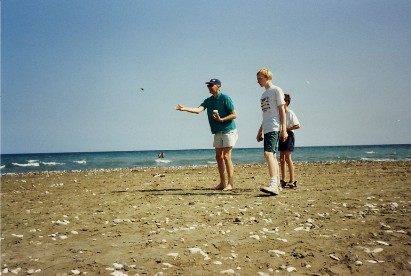 game of beach boule in Cyprus, June 2000
