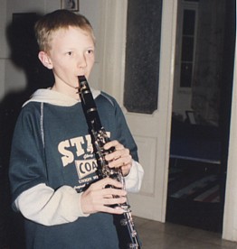 Daniel plays his clarinet