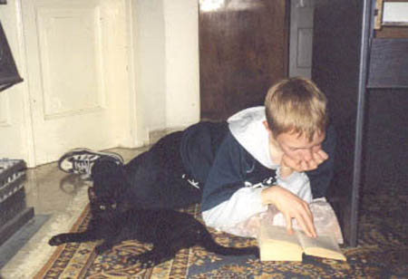 Daniel and Cleo by the kerosene heater