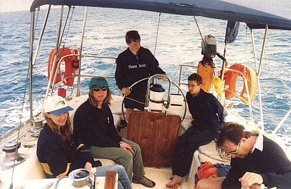 with friends on a yacht, sailing in Cyprus in May