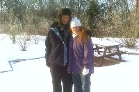 Daniel and Becky in the snow in Carlisle