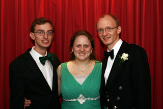 Daniel, Becky and Tim at the wedding of some friends in the UK