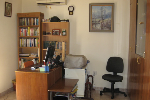 Sue's study, re-organised with a new bookcase