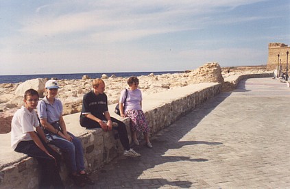 a visit to Paphos, sitting on the wall by the fort